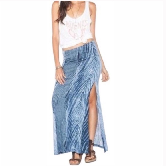 Billabong Blue Maxi Skirt High Slit NWT - Picture 9 of 9